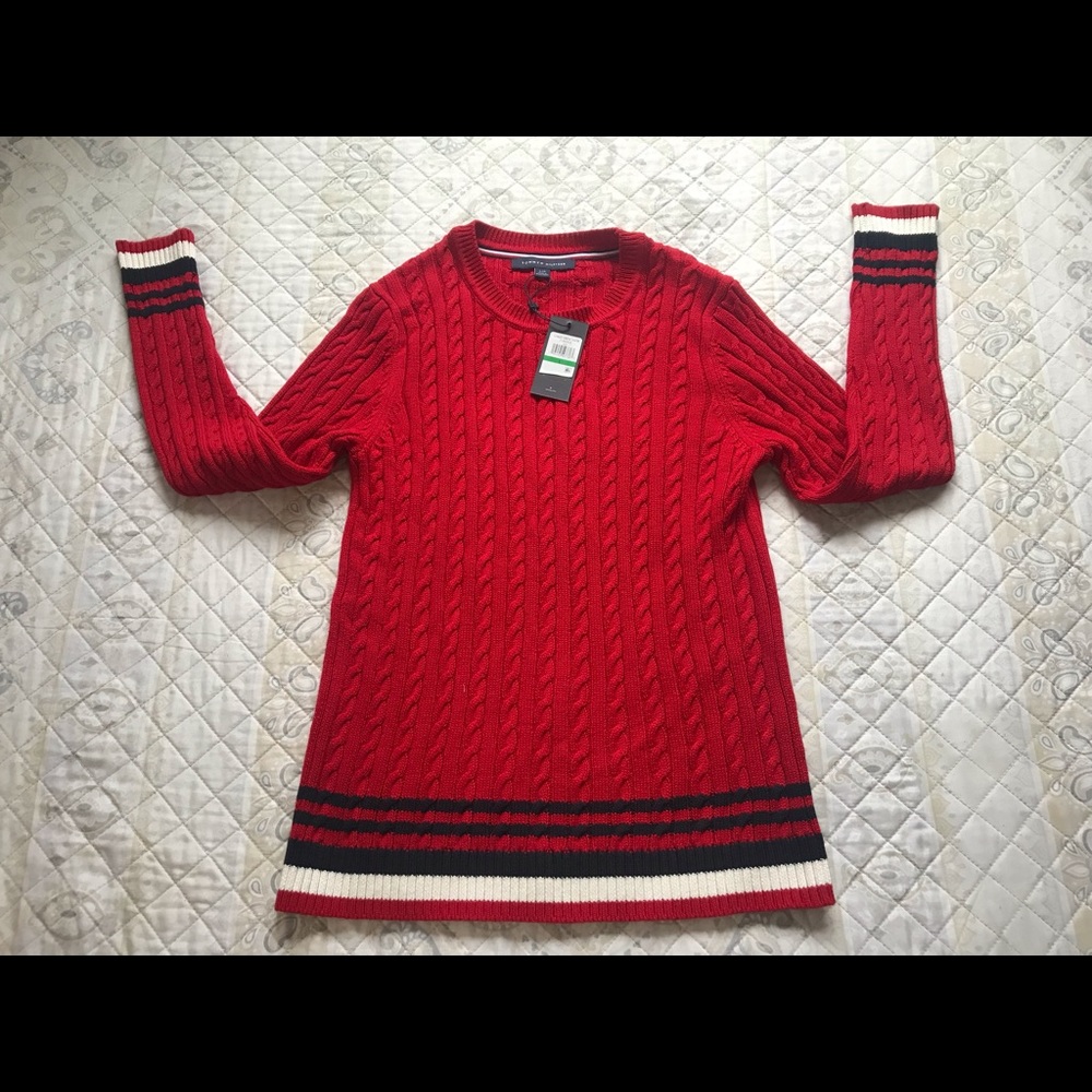 Tommy Hilfiger Womens Sweater Red Size L NWT